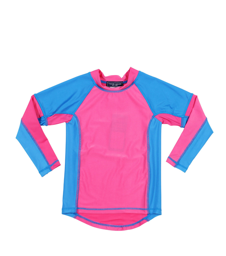 Sun & Sand Rash Guard Set - Pink/Blue Mini Gingham